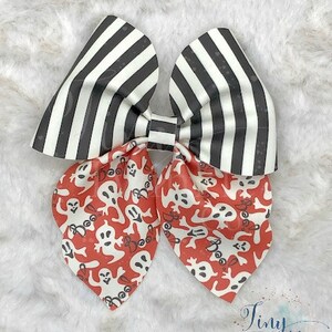 Strisce e fantasmi Bagliore-In-The-Scuro Halloween Bow-Halloween Sale- Arco capelli della ragazza