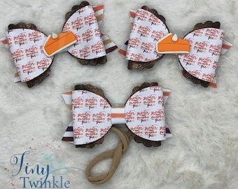 Sweeter Than Pumpkin Pie- Fall/Thanksgiving Hair Bow- Girl's Hair Bow