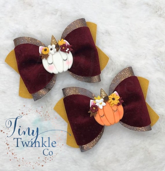 Fall Unicorn Hair Bow- Girl's Fall Hair Bow- Girl's Hair Accessory