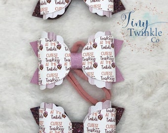 Cutest Turkey Thanksgiving Bow- Girl's Hair Bow- Baby Headband