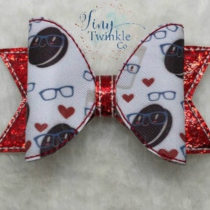 Smart Cookie Hairbow- Cookies and Milk w/Glasses Hair Clip