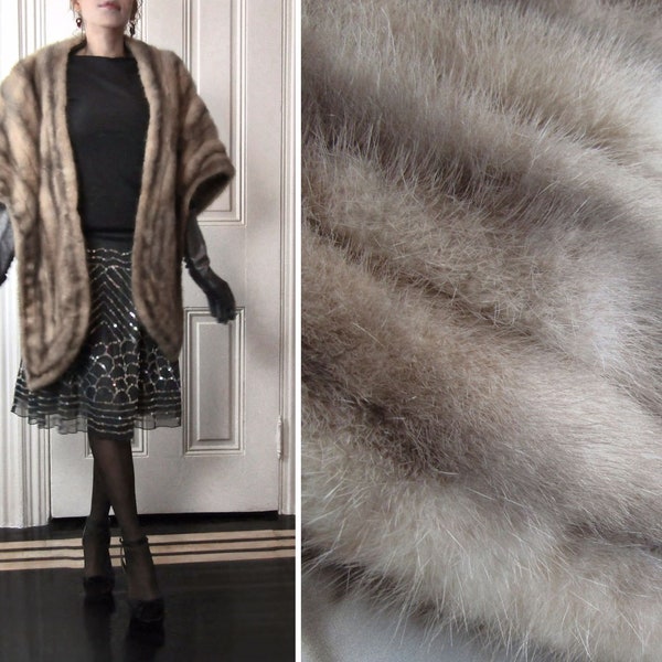 Reserved for *Evelyn* --- Late 40s, 50s Vintage Real Pastel Champaign Blonde Mink Fur Stole/Wrap, Medium to Large