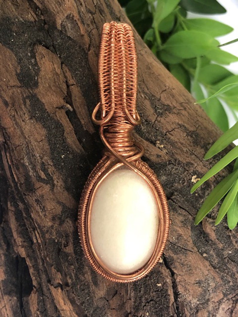 Wire Wrapped Natural White Stone Pendant