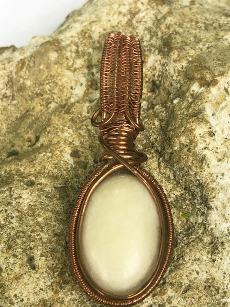 Wire Wrapped Natural White Stone Pendant