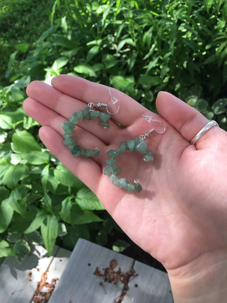 Silver Wrapped Green Aventurine Earrings Wire Wrapped Green Aventurine Crescent Moon Earrings Green Aventurine Crescent Moons