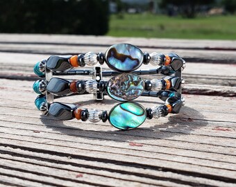 Abalone Centered Triple Row Bracelet