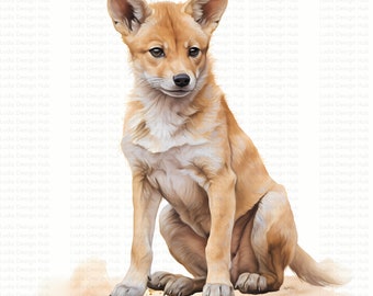 Watercolor Dingo Pup Clipart: Australian Animal Art (digital - Main Image