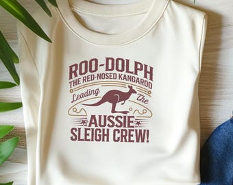 Roo-dolph Kangaroo Aussie Sleigh Crew: Design Digital de Natal (PNG, SVG)