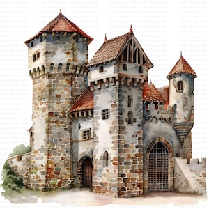 Old English Medieval Castle Clipart for Commercial Use-Majestic Historical Images for Craft, Decor, and Scrapbooking-12 High-Resolution PNGs