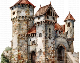 Clipart de Castelo Medieval: PNGs históricos ingleses antigos (uso comercial)