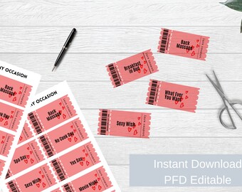 Love Coupons, Printable Coupons for Him/ for Her, Valentine's Day love Coupons Any Day Love Coupons, Gift for Him/Her, DIY Gift, Couple