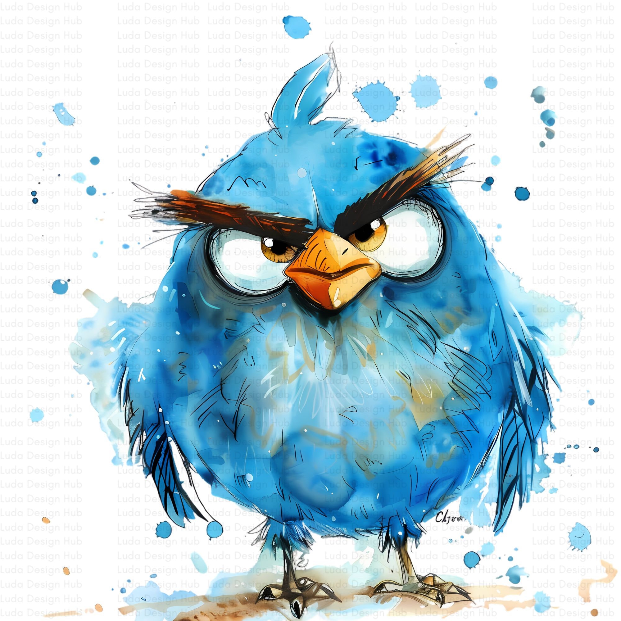 14 Grumpy Birds Clipart Collection , Premium Watercolor Clipart, High ...