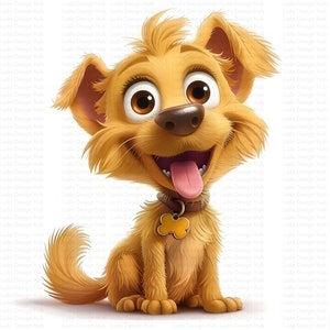Crazy Cute Fluffy Pup Clipart para uso comercial - Imagen de perro adorable para proyectos, manualidades y álbumes de recortes para niños - 12 PNG de alta resolución