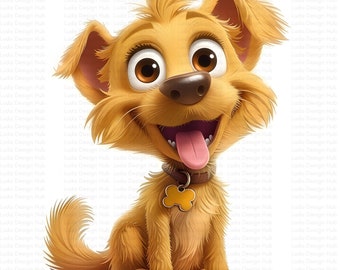 Clipart de cachorro fofinho e louco para uso comercial - imagem de cachorro adorável para projetos infantis, artesanato e álbum de recortes - 12 PNGs de alta resolução