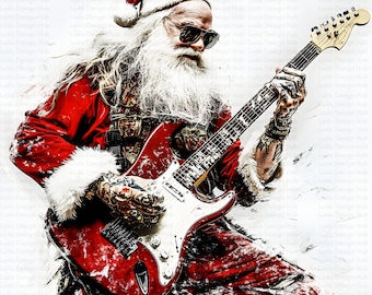 Rockstar Santa PNG Clipart: Grunge Christmas Art (Commercial Use)