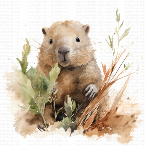 Cute Watercolor Baby Wombat 12 Watercolor Clipart 12 Watercolor Cliparts - Perfect for DIY, Decor &  Commercial Projects