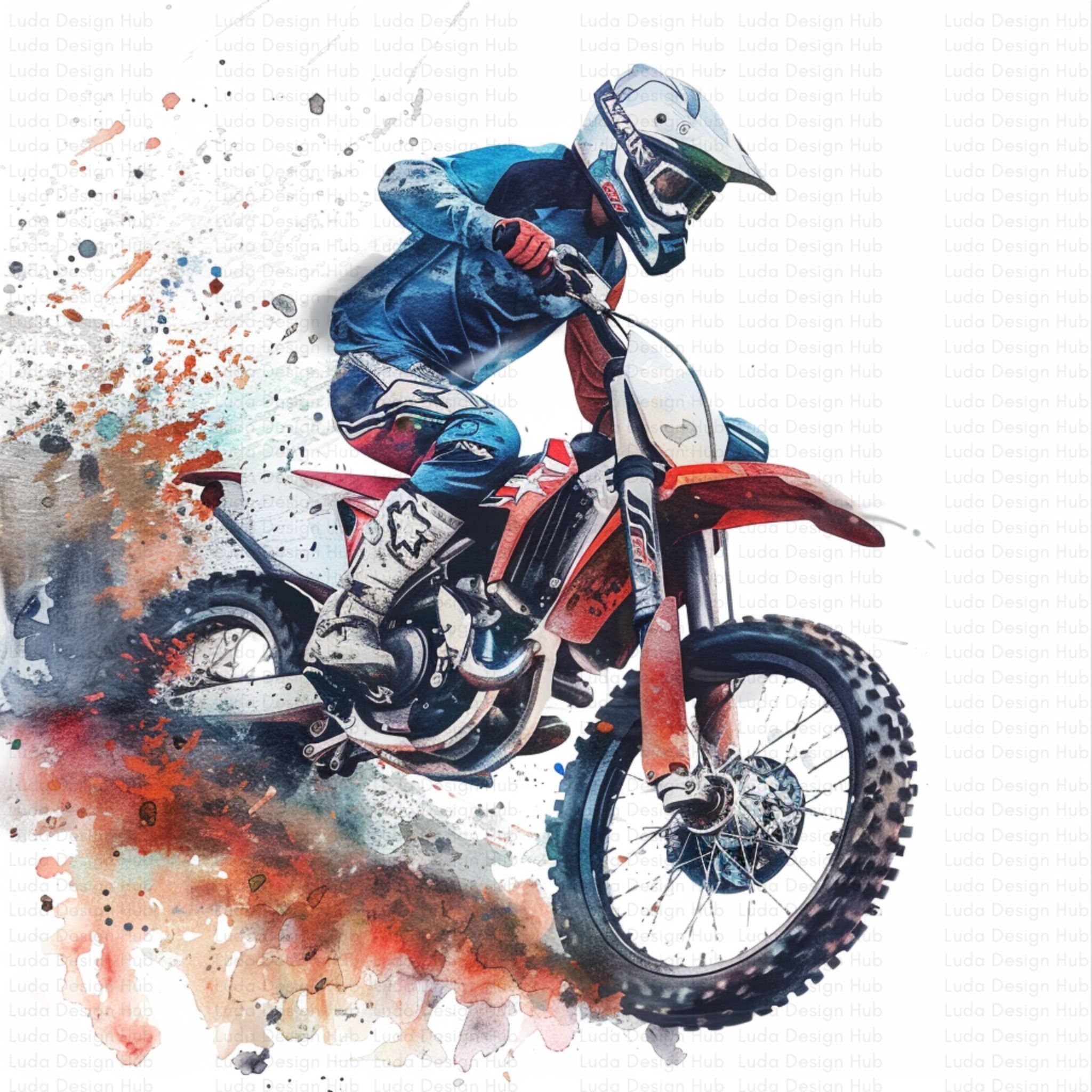 Dynamic Motocross 12 Clipart Collection Watercolor Dirt Bikes, Racing ...