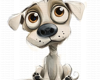 Quirky Large Eyed Cute Dog Clipart for Commercial Use - Dog Illustrations for Kids' Projects, Crafts, Scrapbooking - 12 High-Resolution PNGs