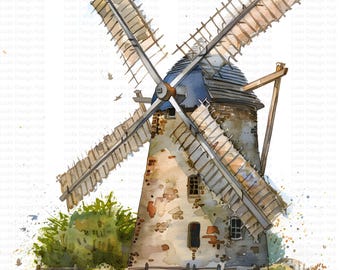 Old English Windmill Clipart: Historical PNG Images (Commercial Use)
