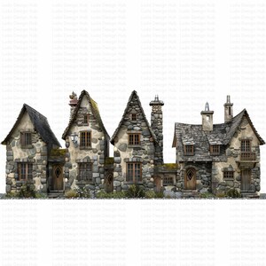 Old English Stone Houses Clipart for Commercial Use - Charming Historical Images for Crafts ...