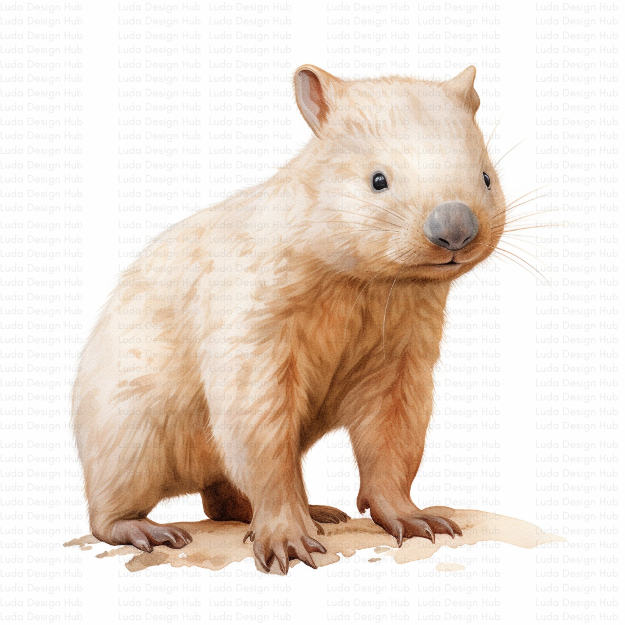 Wombat Bitmap Baby Wombat Watercolor Clipart: 12 PNG & JPEG Images (digital Download ...