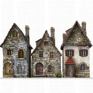 Old English Stone Houses Clipart for Commercial Use - Charming Historical Images for Crafts ...