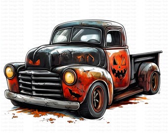 Clipart de caminhonete assustadora de Halloween: PNGs de alta resolução (uso comercial)