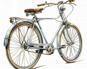 Vintage Bicycle Clipart: Retro Bike Illustrations (12 PNGs)