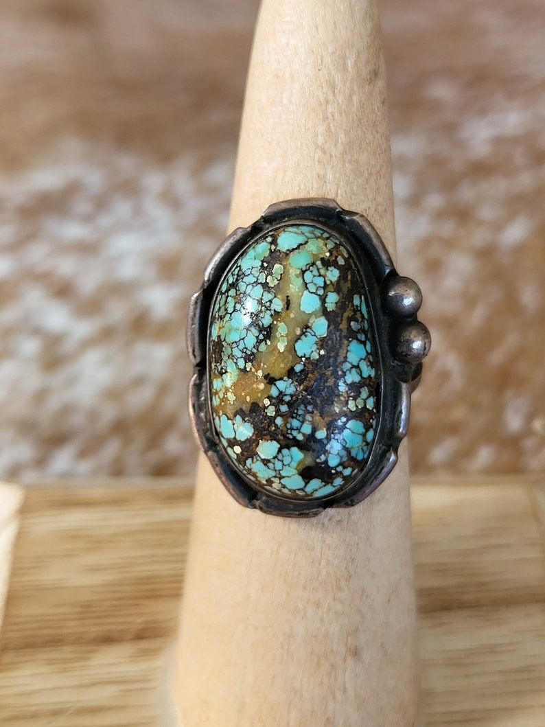 Unique Vintage Turquoise Ring, Southwestern Sterling Silver, Old Pawn ...