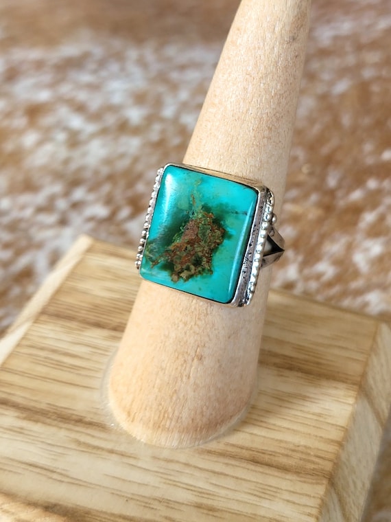 Sterling Silver Turquoise Ring Non Embellished- Square Size 7 – BoBo GloBal