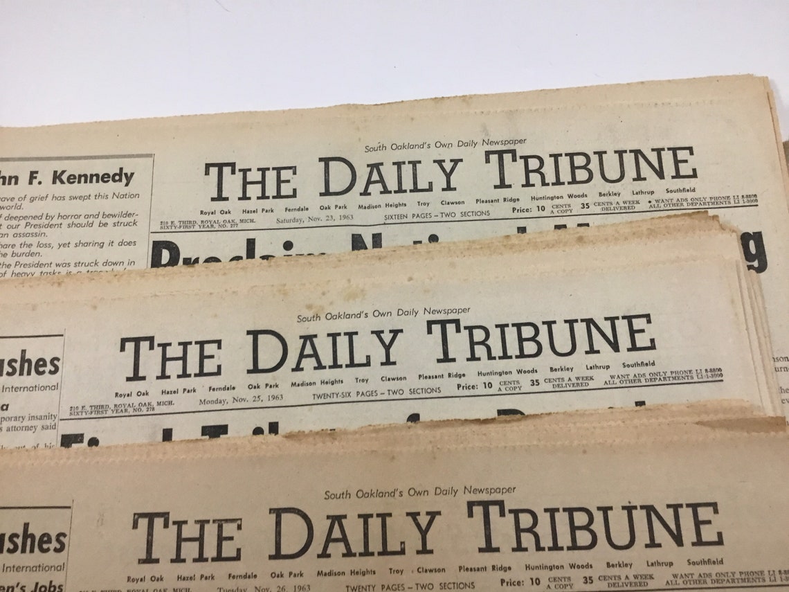 Daily Tribune Vintage Newspaper Lot Nov 23 25 26 Royal Oak Etsy