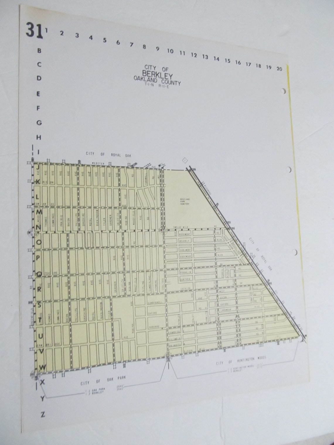 Clawson Michigan Street Map Vintage 14x11 Etsy