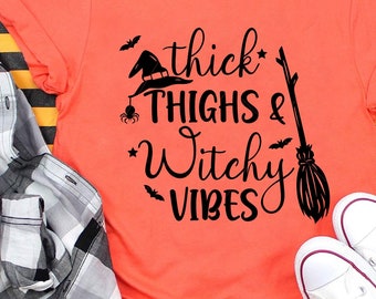 Thick Thighs Witchy Vibes, Halloween svg, png, jpg, cricut, silhouette studio file