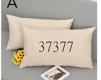Aangepaste postcode kussenhoes 12 x 20 inch licht linnen kleur