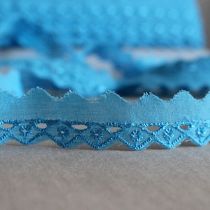 1,95 EUR/Meter Festonspitze Baumwollspitze 2,5 cm breit Wäschespitze Blau