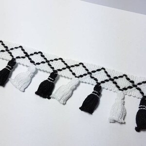 3.85 EUR/meter fringe border, fringe ribbon, Boho Ibiza style, tassel, border, black/white image 7