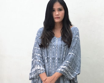 Ash Gray Tie Dye Kaftan,  Summer Kaftan, Large Kaftan, Beach Kaftan, handmade Kaftan