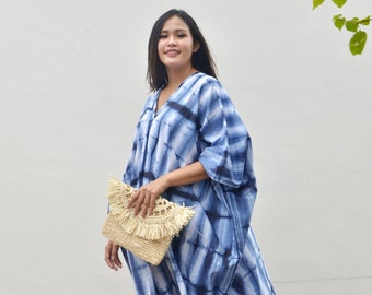 Shibori Kaftan, Cotton Hand tie dye kaftan, Cotton Kaftan, Everyday Kaftan, Gift for Her, Hand Tie Dye Kaftan