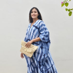 Shibori Kaftan, Cotton Hand tie dye kaftan, Cotton Kaftan, Everyday Kaftan, Gift for Her, Hand Tie Dye Kaftan