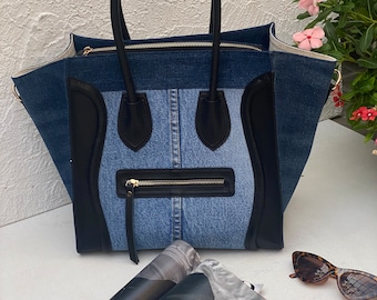 Upcycle Jeans Bag, Verona Upcycle Handbag, Denim Upcycle Bag, eco friendly Jeans Bag