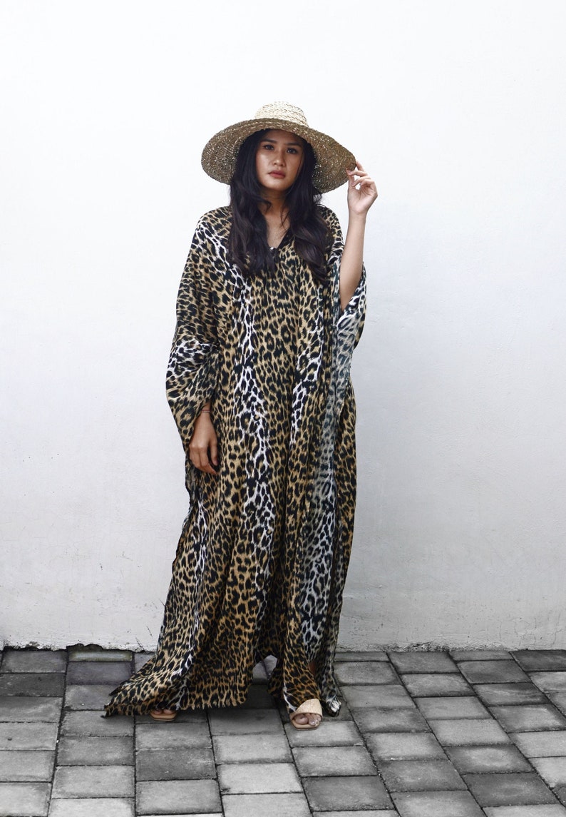 Leopard Print Kaftan, Summer Kaftan, Beach Kaftan, Animal Print Kaftan