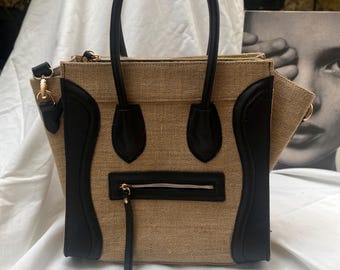 Jute Bag,  Miranda Upcycle Handbag, Burlap Upcycle Bag, eco friendly jute Bag