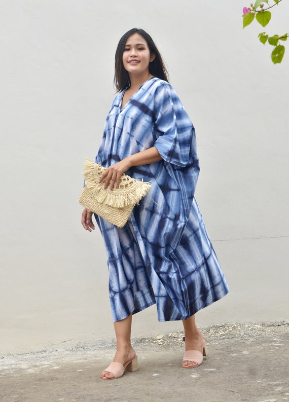 Shibori Kaftan, Cotton Hand tie dye kaftan, Cotton Kaftan, Everyday Kaftan, Gift for Her, Hand Tie Dye Kaftan