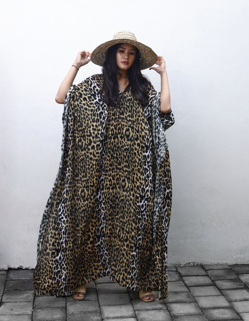 Leopard Print Kaftan, Summer Kaftan, Beach Kaftan, Animal Print Kaftan, Rayon Kaftan Etsy
