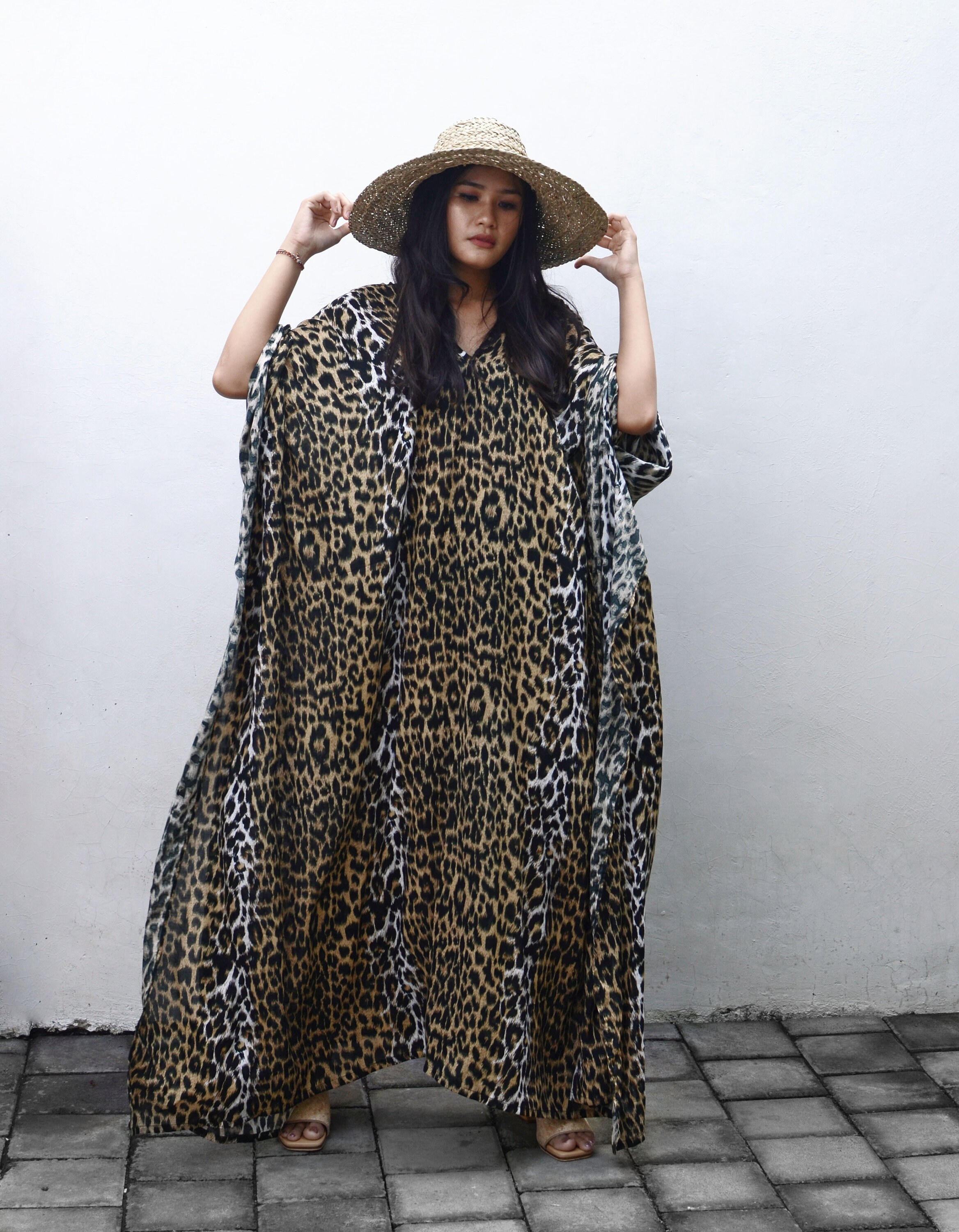 Leopard Print Kaftan, Summer Kaftan, Beach Kaftan, Animal Print Kaftan