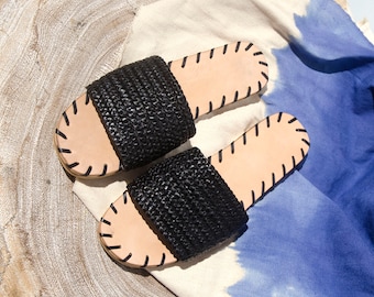 Seseh Slides, Leather Slide On, Woven Sandal, Tanned Leather, Woven Leather Slides, Woven Leather Sandal, Summer Style Sandal