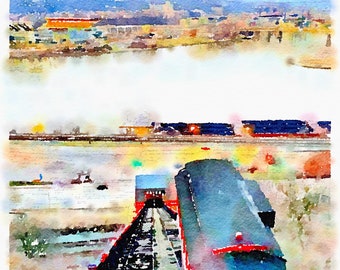 Duquesne Incline watercolor print, Pittsburgh