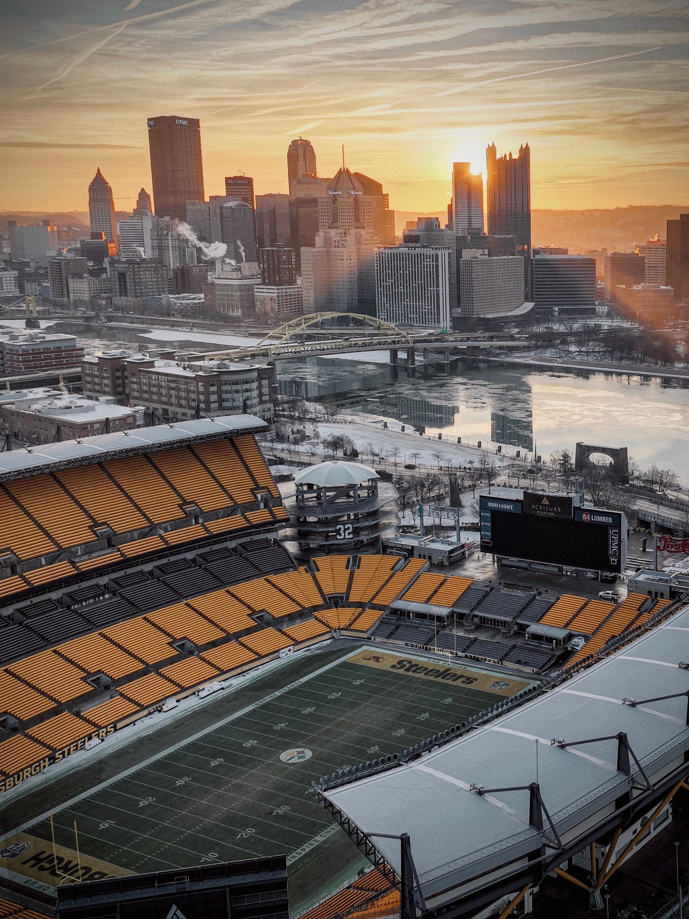 Heinz Field at Sunrise With Franco Harris 32 Banner Hanging Pittsburgh PA -  Etsy UK