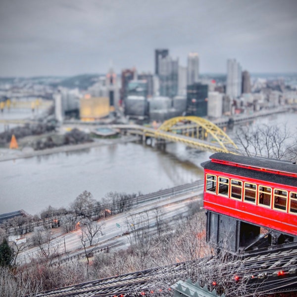 Black and Gold and Red - Duquesne Incline, Pittsburgh, Selective Color