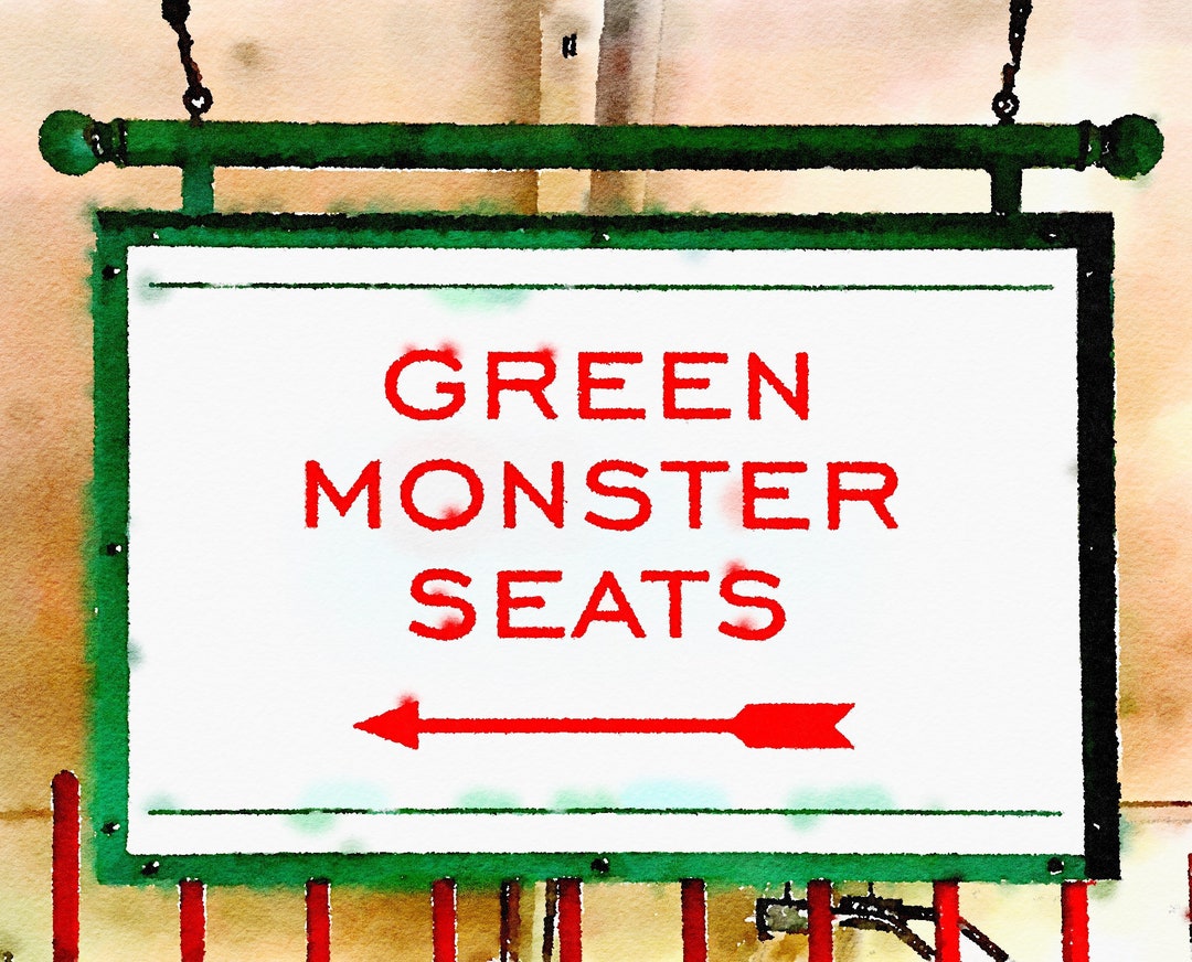 Watercolor Image of Green Monster Seats Fenway Park Boston Red Sox Etsy